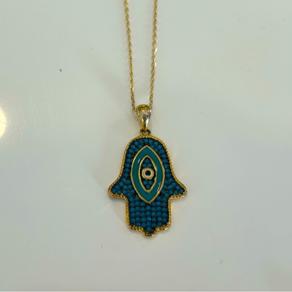 Hamsa Necklace Sterling Silver - image 1